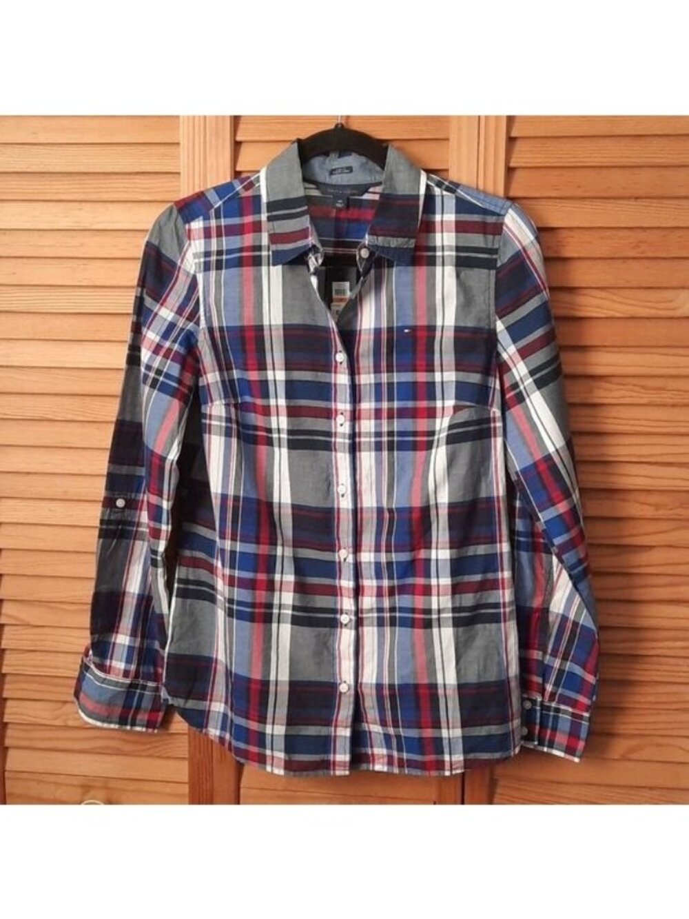 Tommy Hilfiger NWT Classic Fit Coupe Classique Plaid 100% Cotton Dress Shirt S/P
